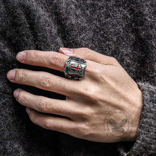 Paladin Shield Stainless Steel Ring02 | Gthic.com