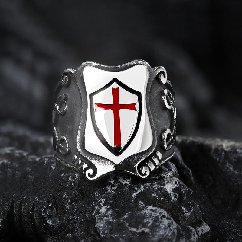 Paladin Shield Stainless Steel Ring01 | Gthic.com
