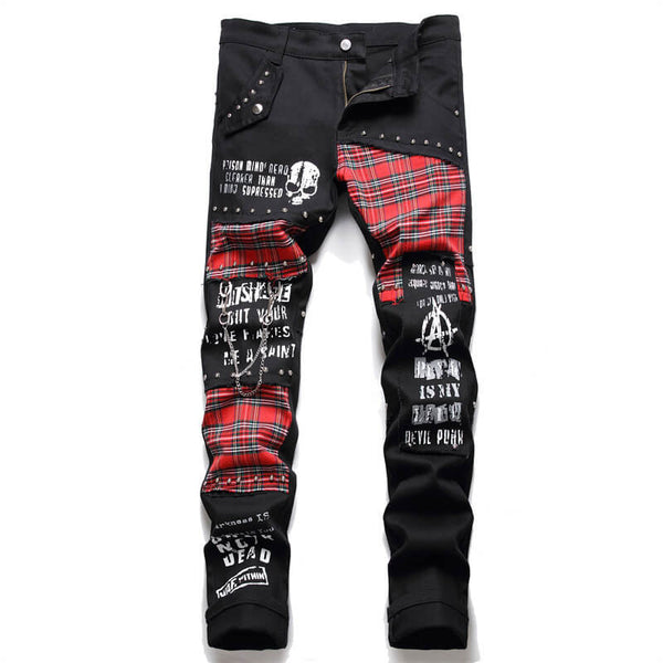 Men's Punk Slim Zip Pants Casual Trouser Fit Skinny Fashion Stretchy Biker  Jeans