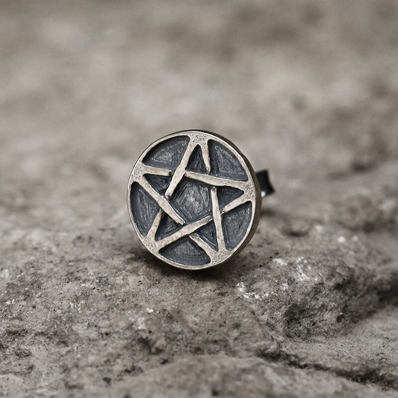 Pentacle Sterling Silver Stud Earrings | Gthic.com