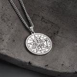 Pentagram Seal Of Solomon Stainless Steel Necklace01 silver | Gthic.com