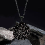 Pentagram Seal Of Solomon Stainless Steel Necklace04 black | Gthic.com