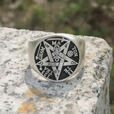 Pentagram Seal Of Solomon Sterling Silver Ring | Gthic.com