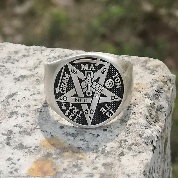 Pentagram Seal Of Solomon Sterling Silver Ring | Gthic.com