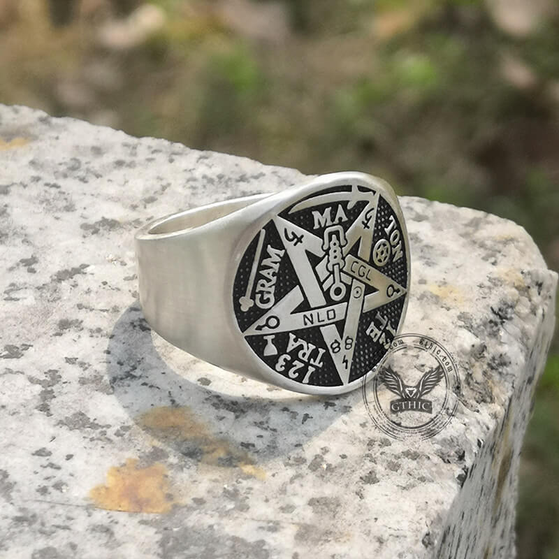 Pentagram Seal Of Solomon Sterling Silver Ring | Gthic.com
