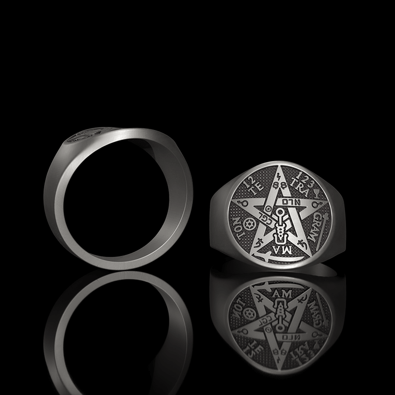 Pentagram Seal Of Solomon Sterling Silver Ring | Gthic.com
