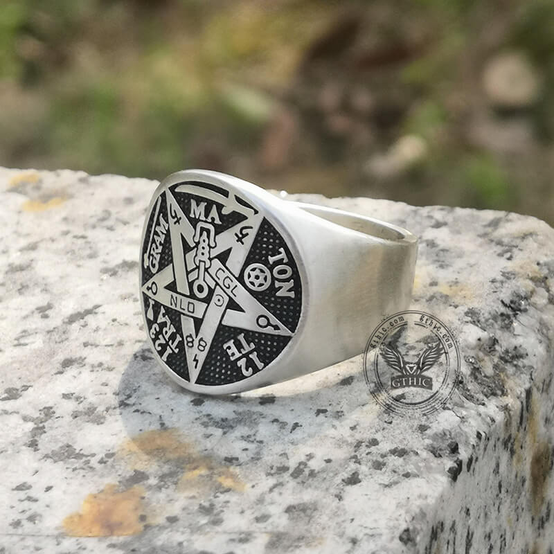 Pentagram Seal Of Solomon Sterling Silver Ring | Gthic.com
