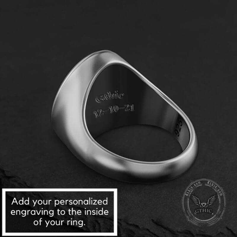 Personalized Custom Round Sterling Silver Ring