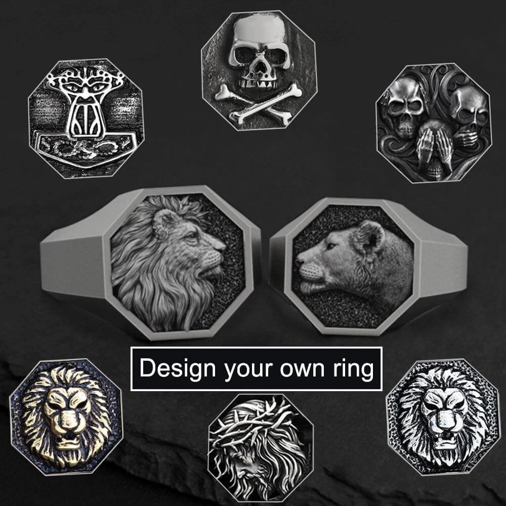 Personalized Sterling Silver Polished Octagon Ring | Gthic.com