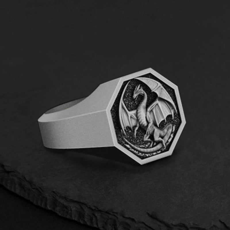 Personalized Sterling Silver Polished Octagon Ring | Gthic.com