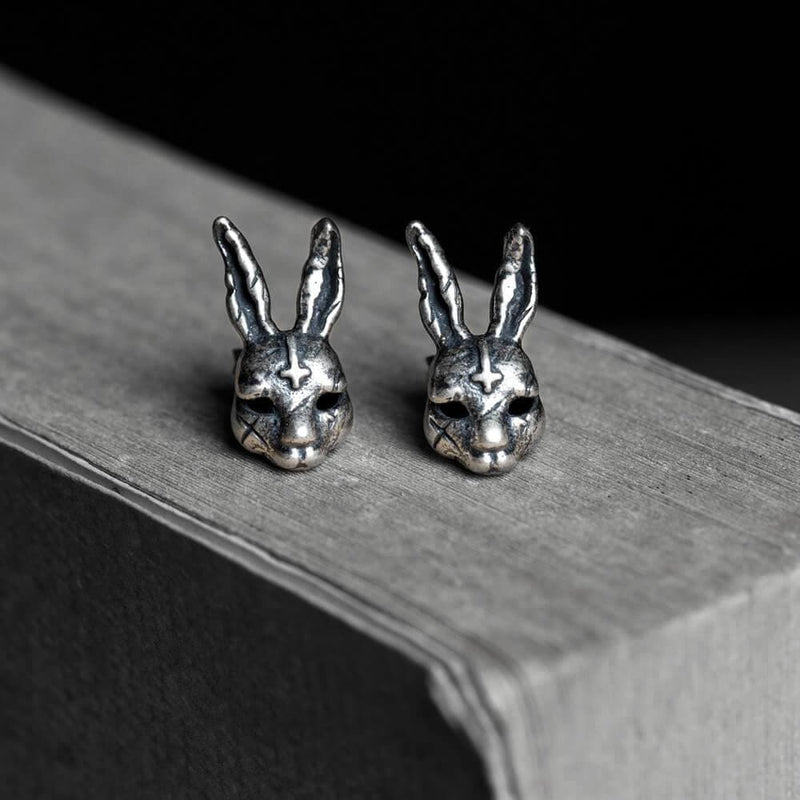 Anti Cross Hare Sterling Silver Ear Stud 01 | Gthic.com