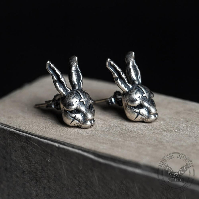 Anti Cross Hare Sterling Silver Ear Stud 04 | Gthic.com
