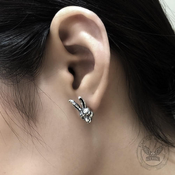 Anti Cross Hare Sterling Silver Ear Stud 02 | Gthic.com