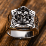 Pirate Coiled Snake Sterling Silver Skull Ring