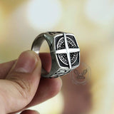 Pirate Compass Cross Stainless Steel Ring | Gthic.com