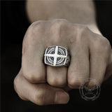 Pirate Compass Cross Stainless Steel Ring - GTHIC