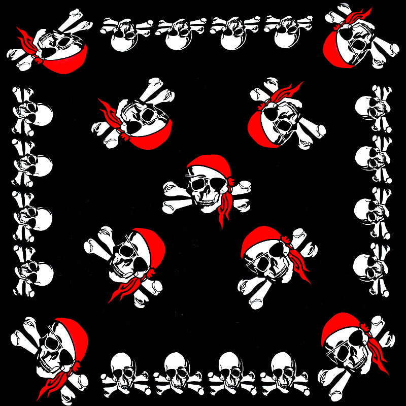 Pirate Crossbone Skull Cotton Square Scarf | Gthic.com