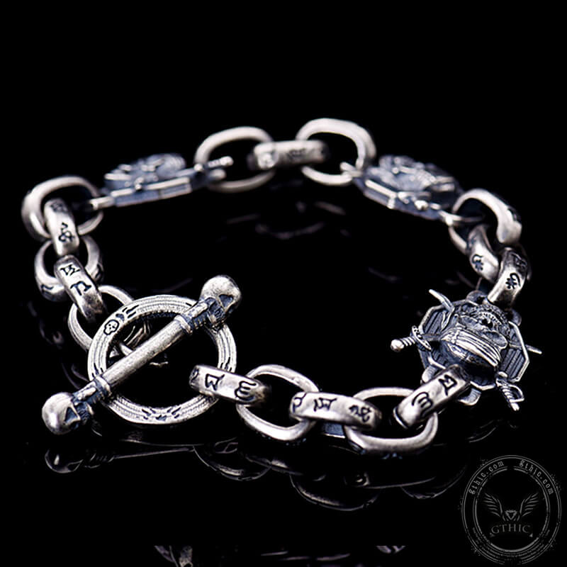 Pirate Skull Sterling Silver Bracelet | Gthic.com