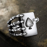 Playing Card Stainless Steel Skull Ring 01 | Gthic.com