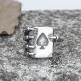 Playing Card Stainless Steel Skull Ring 04 | Gthic.com