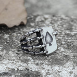Playing Card Stainless Steel Skull Ring 02 | Gthic.com