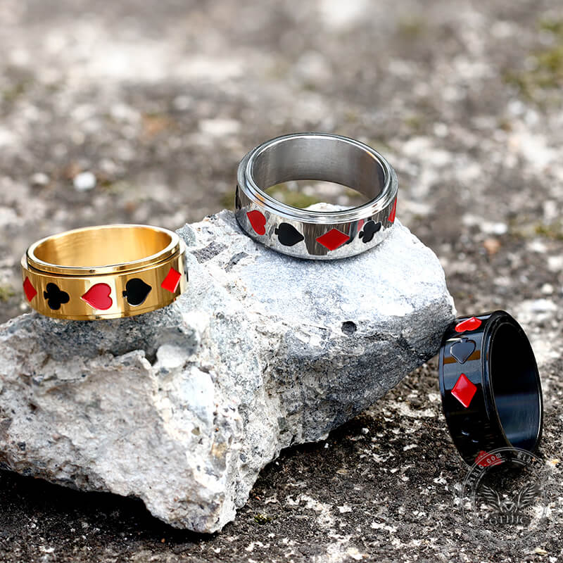 Poker Card Stainless Steel Spinner Ring | Gthic.com