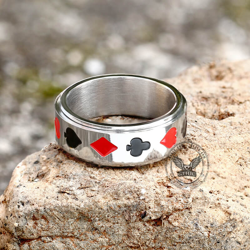 Poker Card Stainless Steel Spinner Ring | Gthic.com