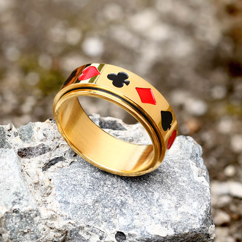 Poker Card Stainless Steel Spinner Ring | Gthic.com