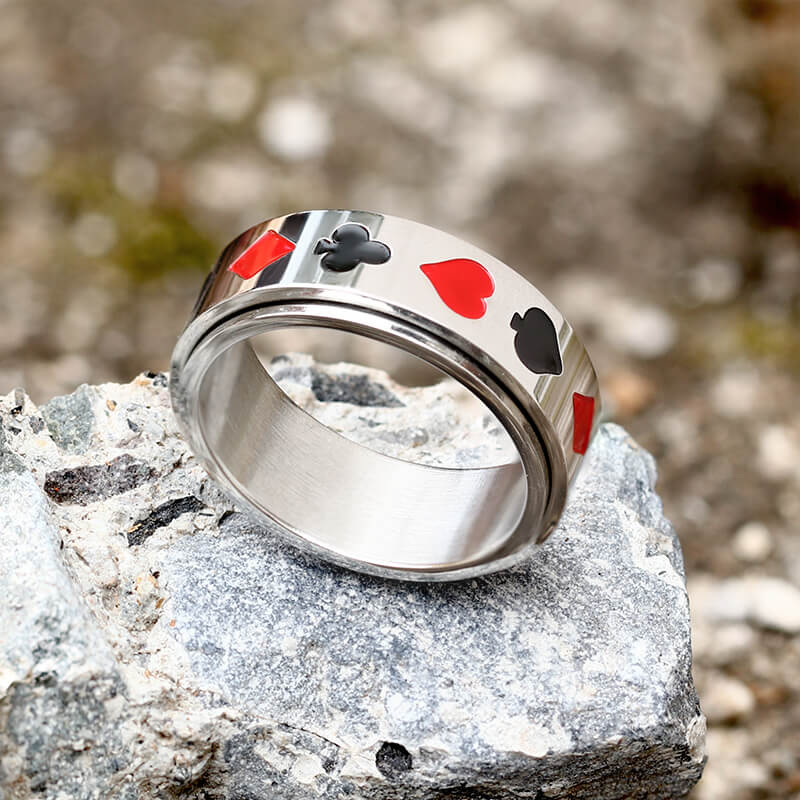 Poker Card Stainless Steel Spinner Ring | Gthic.com