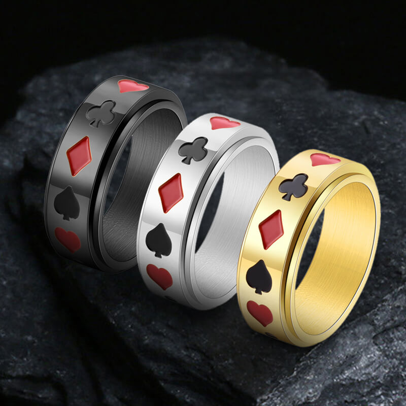 Poker Card Stainless Steel Spinner Ring | Gthic.com