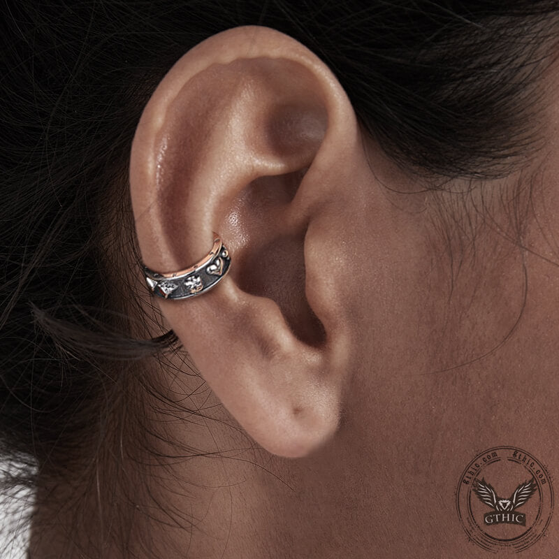 Poker Skull Sterling Silver Ear Cuffs | Gthic.com