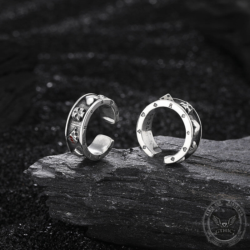 Poker Skull Sterling Silver Ear Cuffs | Gthic.com