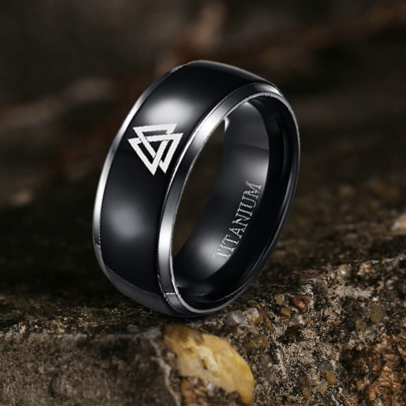 Polished Valknut Titanium Band Viking Ring | Gthic.com