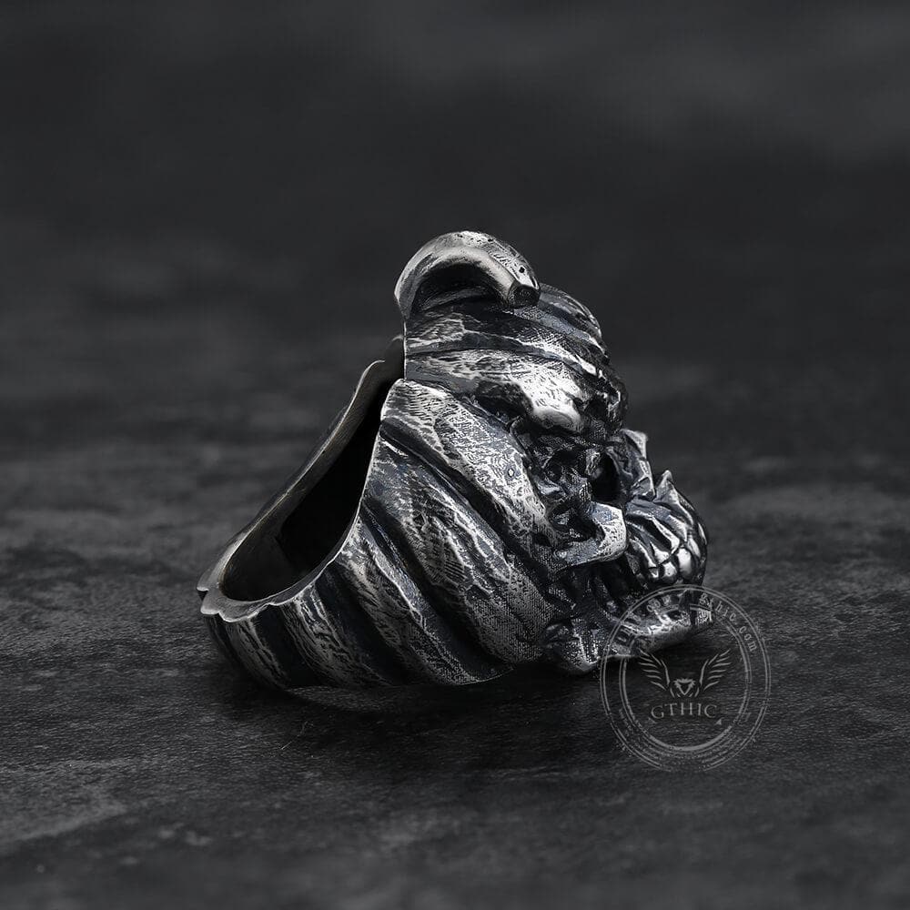 Bague en laiton et argent sterling avec crâne de citrouille