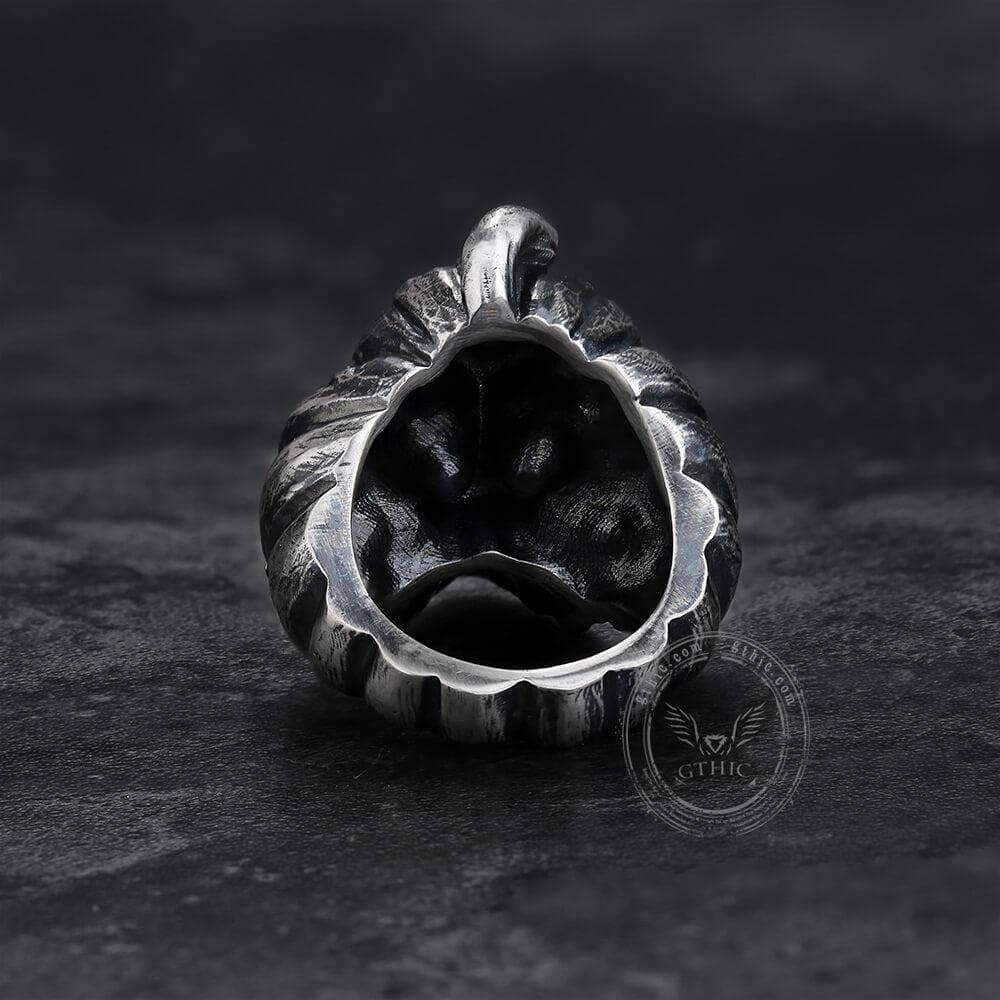 Bague en laiton et argent sterling avec crâne de citrouille