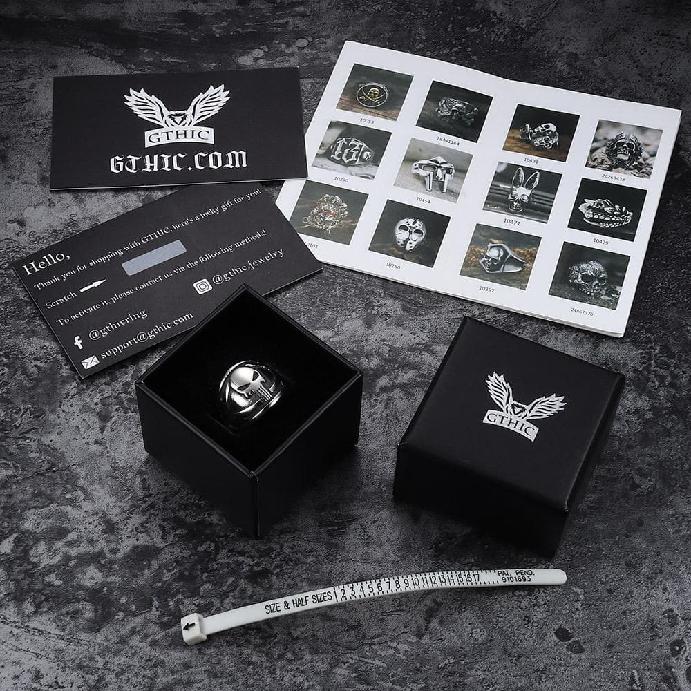 Punisher-Totenkopf-Edelstahl-Bikerring