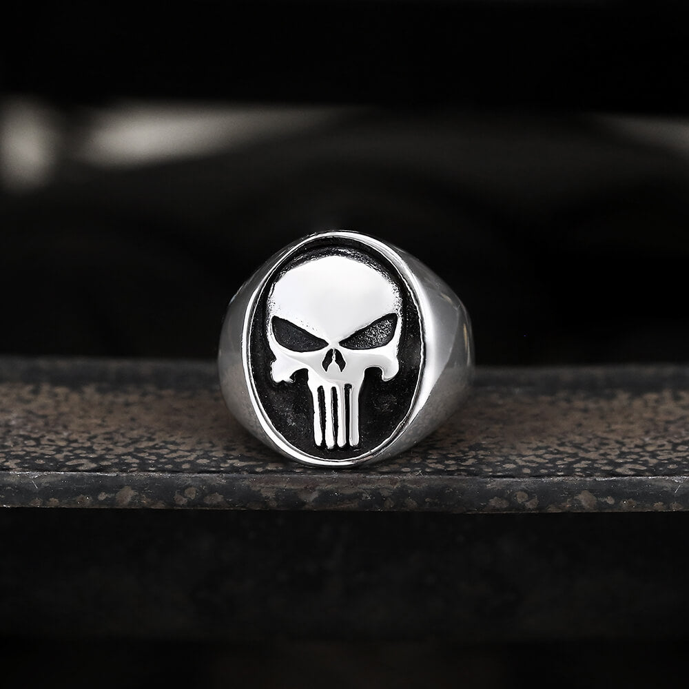 Ring aus Edelstahl mit Totenkopf-Design im Punk-Design