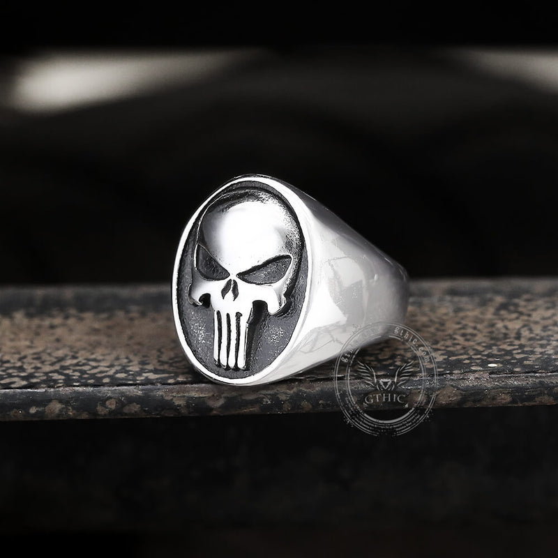 Punisher Stainless Steel Skull Ring | Gthic.com