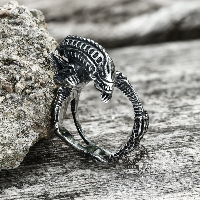 Punk Alien Stainless Steel Predator Ring