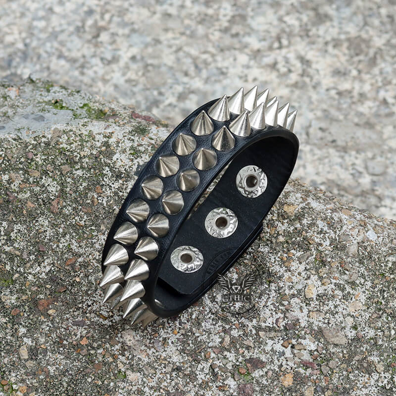 Punk Alloy Leather Spiked Bracelets – GTHIC