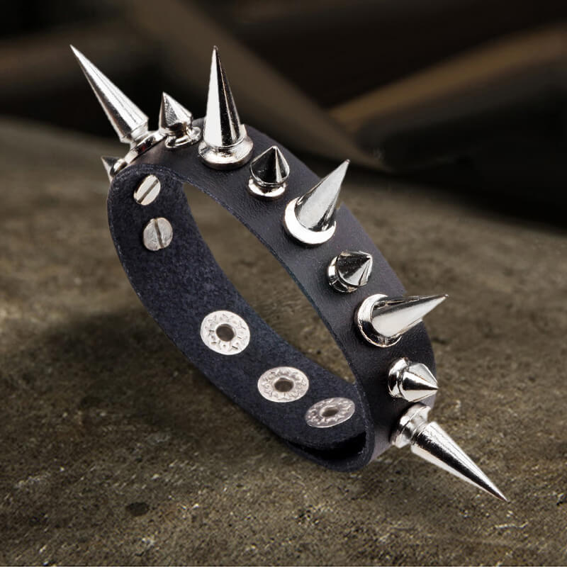 Punk Leather Spike Bracelet - Leather Cuff Biker Bracelet with Spikes for  Men, Women and Kids | Michaels
