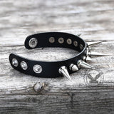 Punk Black PU Leather Spiked Bracelet01 | Gthic.com