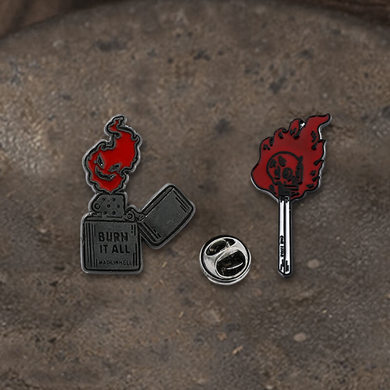 Punk Burning Skull Alloy Brooch | Gthic.com