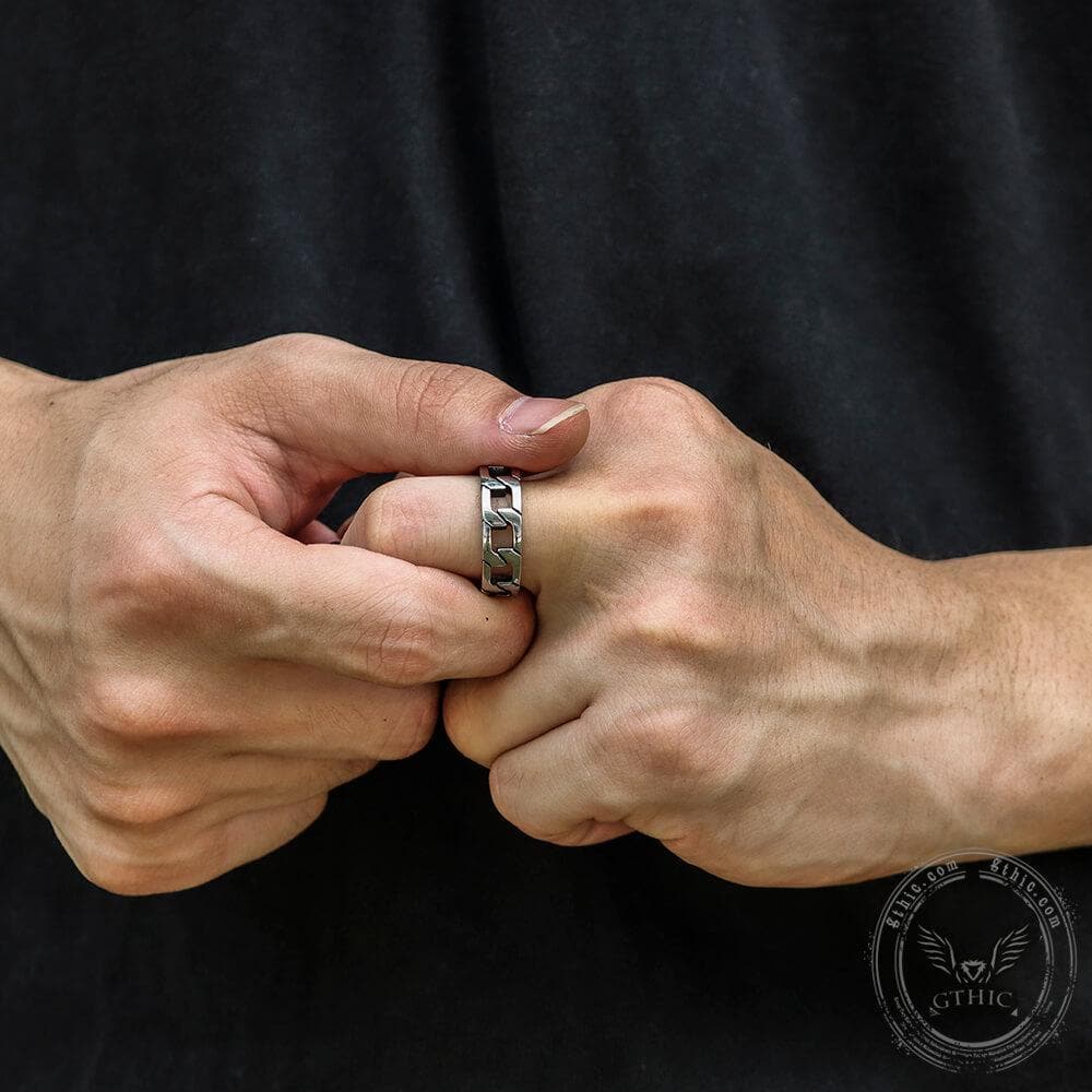 Punk Cuban Chain Stainless Steel Ring02 | Gthic.com