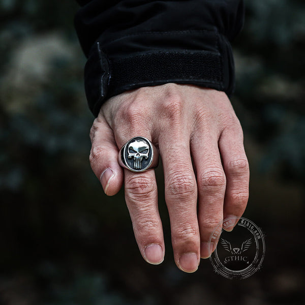 Ring aus Edelstahl mit Totenkopf-Design im Punk-Design