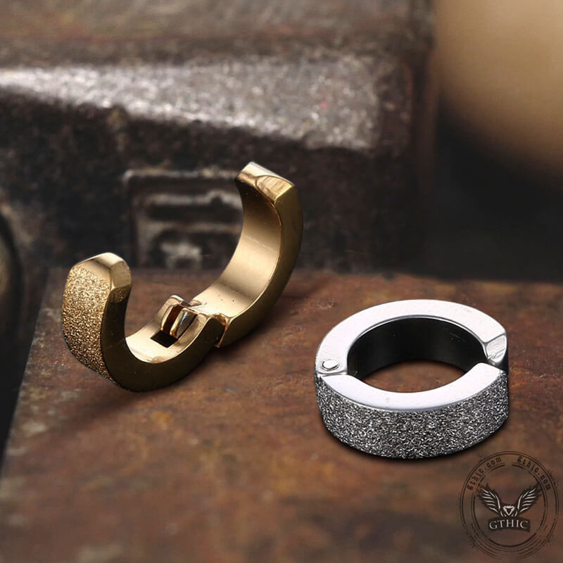 Punk Frosted Stainless Steel Hoop Ear Cuffs