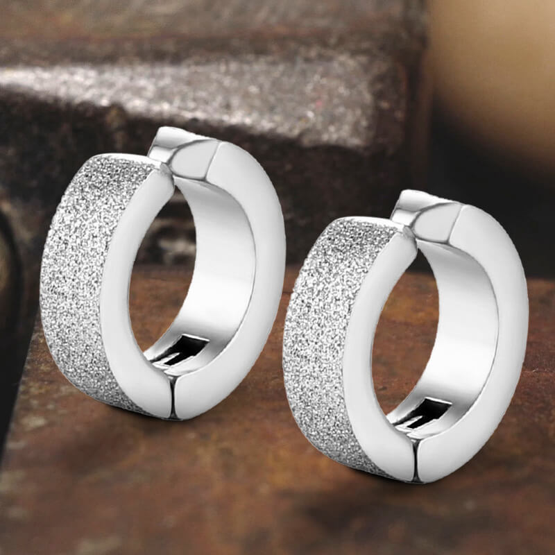 Punk Frosted Stainless Steel Hoop Ear Cuffs | Gthic.com
