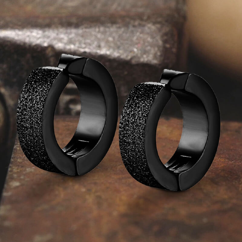 Punk Frosted Stainless Steel Hoop Ear Cuffs | Gthic.com