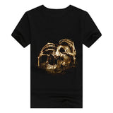 Punk Golden Skull Cotton T-shirt | Gthic.com