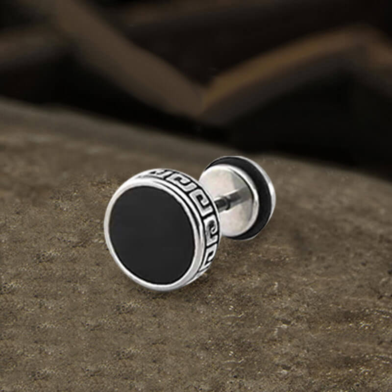 Punk Great Wall Pattern Stainless Steel Stud Earring | Gthic.com